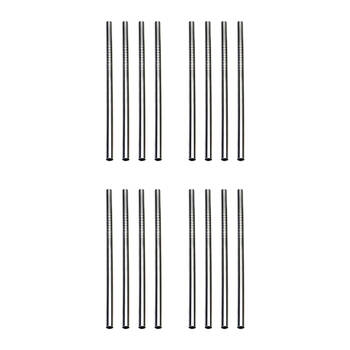 4x 4pc R.S.V.P. Stainless Steel Reusable Mini Drink Straws Set Silver 12.7cm
