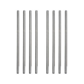 2x 4pc R.S.V.P. Stainless Steel Reusable Smoothie Drink Straws Set Silver 22cm