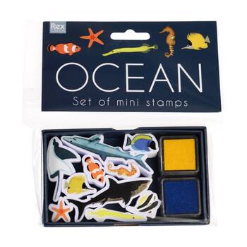 Rex London Set Of Mini Stamps Ocean Theme 2 Ink Pads Kids Activity 3y+