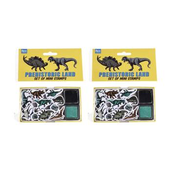 2PK Rex London Set Of Mini Stamps Prehistoric Dinosaurs With Green Grey Inkpads