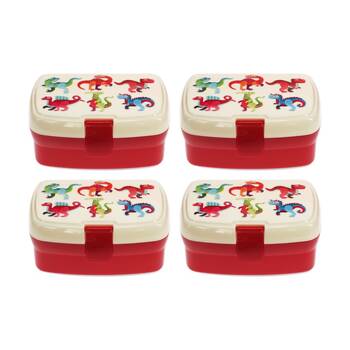 4PK Rex London Lunch Box Baby Dinosaur Two-Compartment Kids Food Storage 3+