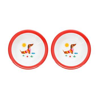 2PK Rex London Melamine Bowl Sausage Dog Child Friendly Dining Serveware 16.5cm