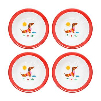 4PK Rex London Melamine Bowl Sausage Dog Child Friendly Dining Serveware 16.5cm