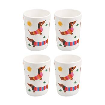 4PK Rex London Melamine Beaker Sausage Dog Design 200ml Toddler Cup Drinkware