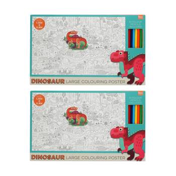 2PK Rex London Kids 3y+ Large Baby Dinos Colouring Poster W/ Pencils 100x70cm
