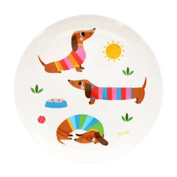 Rex London Melamine Plate Sausage Dog Durable Kids Dining Serveware 21.5cm