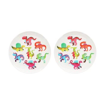2PK Rex London Melamine Plate Baby Dinos Durable Food Dining Serveware 21.5cm