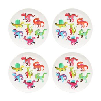4PK Rex London Melamine Plate Baby Dinos Durable Food Dining Serveware 21.5cm