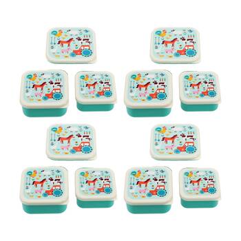 4x 3pc Rex London Snack Box Set Farmyard Nesting Lunch Boxes Assorted Sizes
