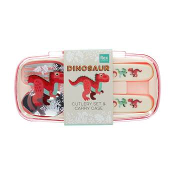 Rex London Child Cutlery Set Baby Dino Stainless Steel With Carry Case