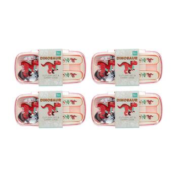 4x 2pc Rex London Child Cutlery Set Baby Dino Stainless Steel With Carry Case