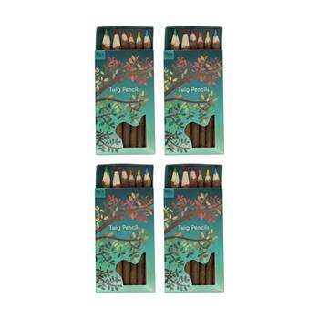 4x 6pc Rex London Twig Colouring Pencils Rustic Natural Design Kids Activity Set