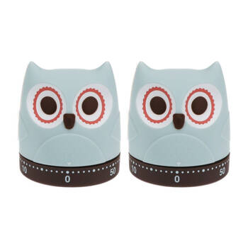 2PK Rex London Wind-Up Kitchen Timer Owl Classic Function Compact 6cm Size