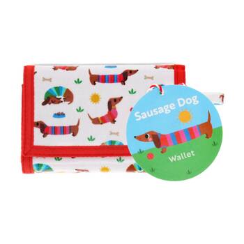 Rex London Kids 3y+ Tri-Fold Child Wallet Sunny Sausage Dog Design