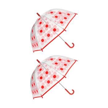 2PK Rex London Child Umbrella Lightweight Rain Accessory Transparent Pink Daisy