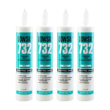 4PK Dow Corning 310Ml Silastic Silicone White 732 Multi Sealant Building