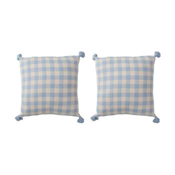 2PK LVD Summer Blue Checkered Home/Living Decor Cushion/Pillow 50x50cm