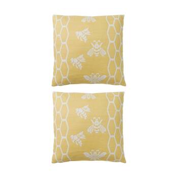 2PK LVD Bee Honey Yelow/White Home/Living Decor Cushion/Pilllow 50x50cm