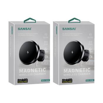 2PK Sansai Magnetic Car Charger MagSafe Compatible Fast Wireless 15W