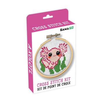 Gamago Axolotl Kids Craft Cross Stitch Embroidery Kit Pink/Green