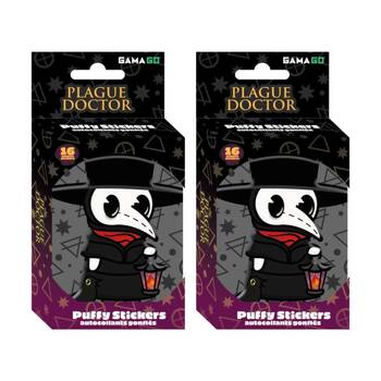2x 16pc Gamago Plague Doctor Kids Craft Puffy Stickers In Embossed Tin Set Black