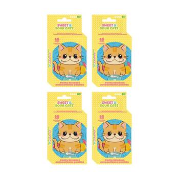 4x 16pc Gamago Sweet and Sour Cat Craft Puffy Stickers In Tin Set Yellow/Blue