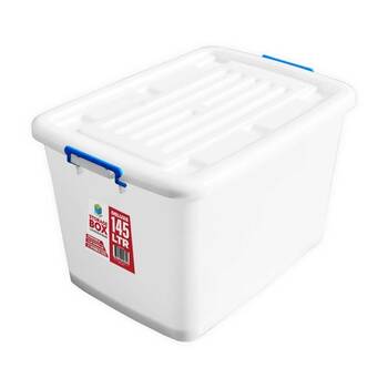 Braz Plastic Storage Container Box Thai Deluxe W/ Lid & Handles 145L Clear