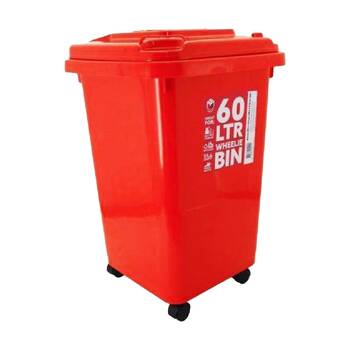 Braz 60L Rubbish & Waste Outdoor Wheely Bin W/ Lid Wheels 54x42x41cm Assorted