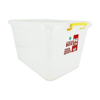 Braz Plastic Storage Container Box 94L W/ Lid & Handles 64x47x36cm Assorted