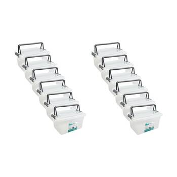 12PK iBox Medium Plastic Storage Box W/ Lid & Handle 27x19x15cm 4L Assorted