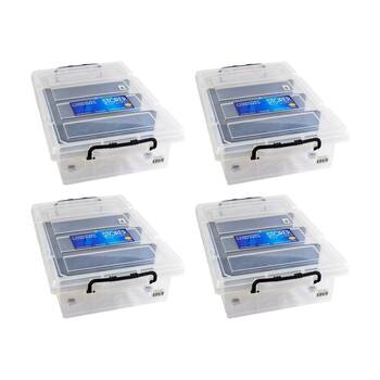 4PK Braz 4 Compartment Underbed Storage Box W/ Lid & Handle 58x36x12cm Clear