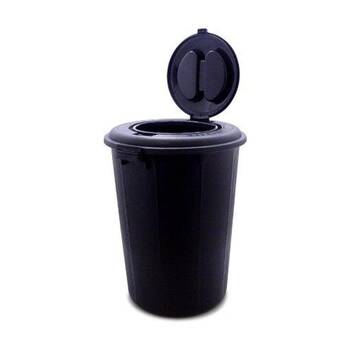 Braz Feeder Bucket Plastic Bin Home Garden W/ Hinged Lid 130L Black