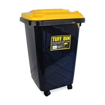 Braz 60L Rubbish & Waste Outdoor Wheely Bin W/ Lid Wheels Black