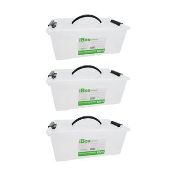 3PK iBox Shallow Storer Plastic Storage Box W/ Lid & Handle 40x28x15cm 12L