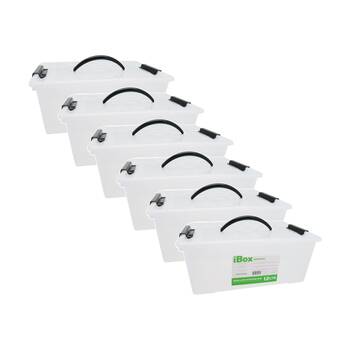 6PK iBox Shallow Storer Plastic Storage Box W/ Lid & Handle 40x28x15cm 12L