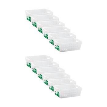 12PK Braz Home Organisation Storage Vienna Basket 1L 17x12x6cm White