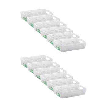 12PK Braz Home Organisation Storage Vienna Basket 2L 26x15x6cm White