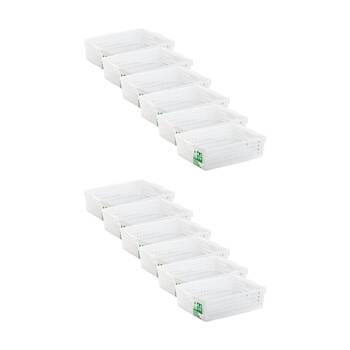 12PK Braz Home Organisation Storage Vienna Basket 4.5L 30x21x8cm White