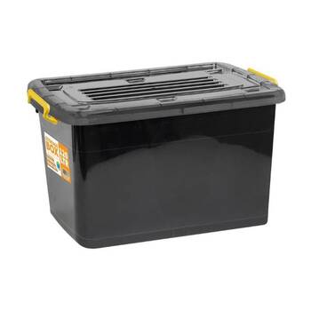 Braz 120L Plastic Storage Container Box W/ Lid & Handles 72x52x43.5cm Black