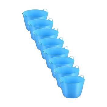8PK Braz Durable Plastic Storage Bucket Flexi Tub W/ Handles 26L Assorted