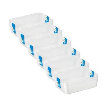 6x 3pc Store More Plastic Storage Drawer Organiser Trays 18x13x4cm Clear