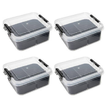 4PK Braz Plastic 5 Compartment Storage Container W/ Secure Clip Lid 5L Assorted