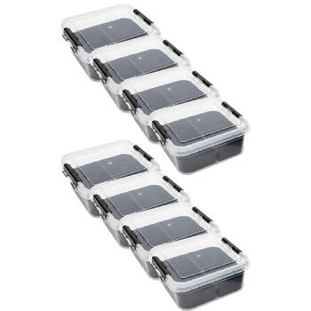 8PK Braz Plastic 5 Compartment Storage Container W/ Secure Clip Lid 5L Assorted