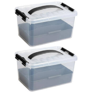 2PK Braz Plastic 6 Compartment Storage Container W/ Secure Clip Lid 6.5L Assrtd