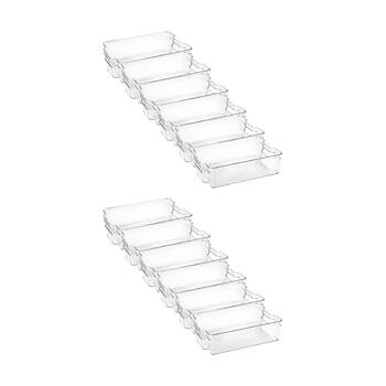12PK Braz Large Stack Food Storage Container Bin W/ Handles 37.5x22x10cm Clear