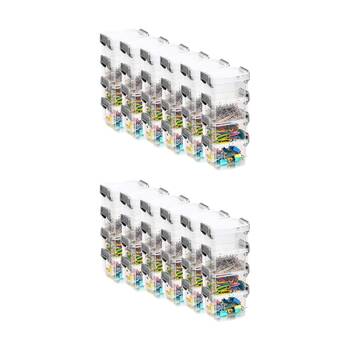 12x 4pc Braz Plastic Stack Container Storage Box W/ Clip on Lid 9x6x18cm Clear