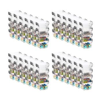 24x 4pc Braz Plastic Stack Container Storage Box W/ Clip on Lid 9x6x18cm Clear
