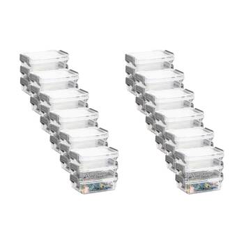 12x 3pc Braz Plastic Stack Container Storage Box W/ Clip on Lid 12x8x12cm Clear