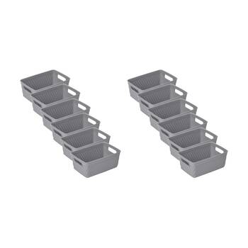 12PK Braz Home Organisation Plastic Thatch Storage Basket 16x10x7cm 1L Assorted