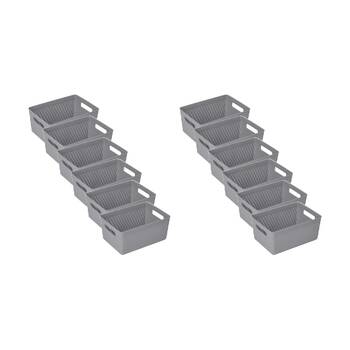 12PK Braz Home Organisation Plastic Thatch Storage Basket 21x15x9cm 3L Assorted